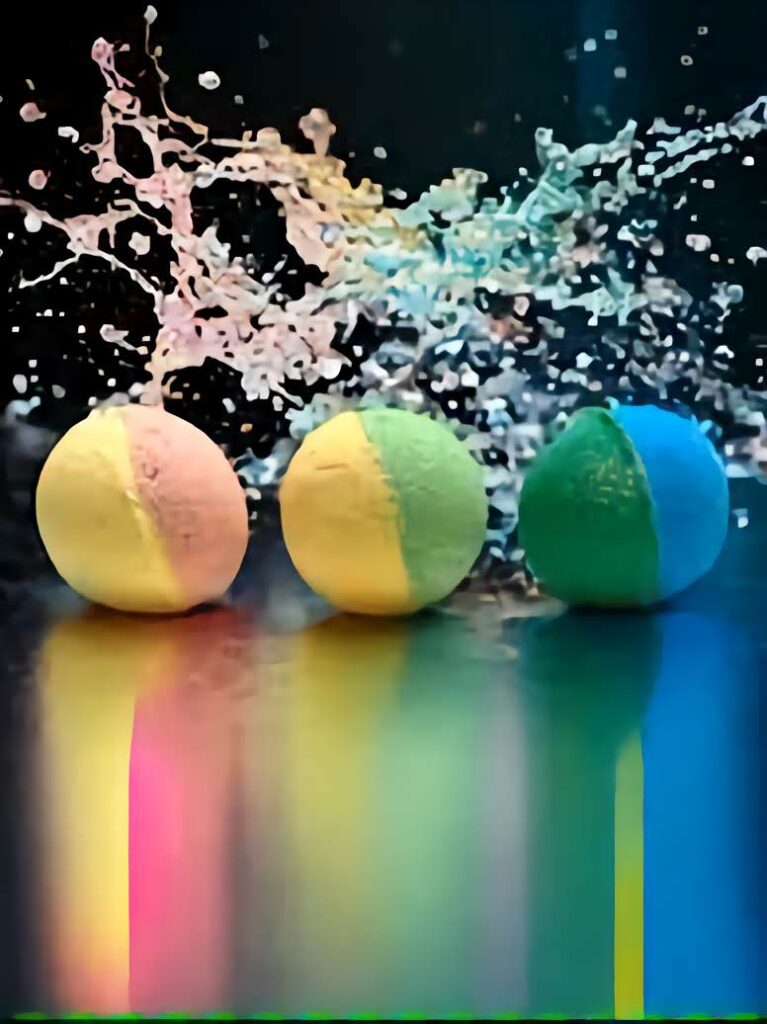 Transform Your Bath with Luxurious Bath Bombs & Bath Fizzers | Relax & Recharge 3 bath bombs colorful
