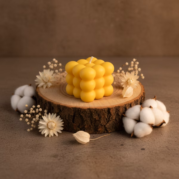 150ml Bubble Candle in pastel color with multi-sphere design on a modern home shelf