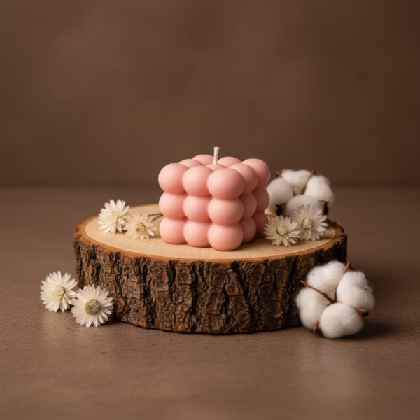 150ml Bubble Candle in pastel color with multi-sphere design on a modern home shelf
