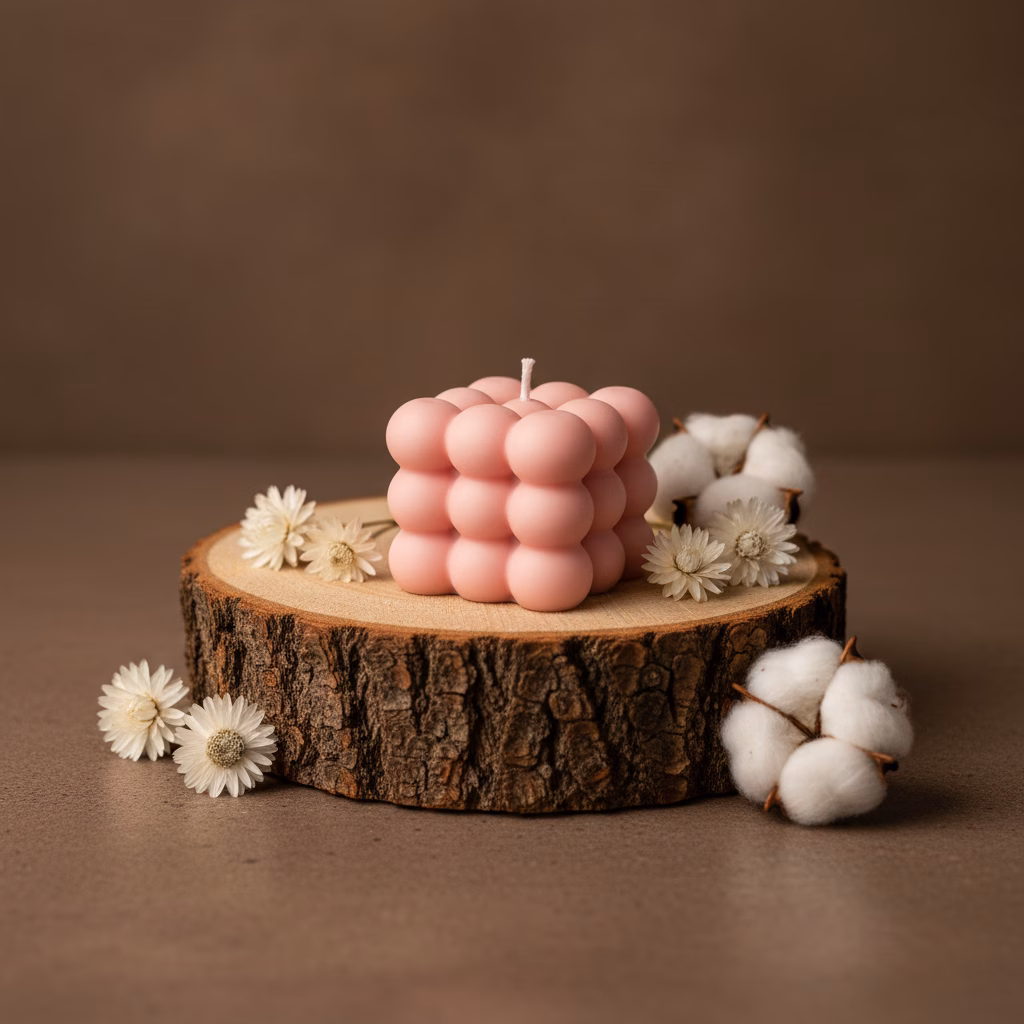 150ml Bubble Candle in pastel color with multi-sphere design on a modern home shelf